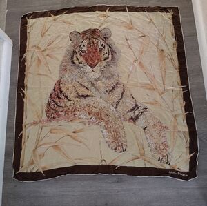 Vintage Salvatore Ferragamo Tiger Design Silk Scarf